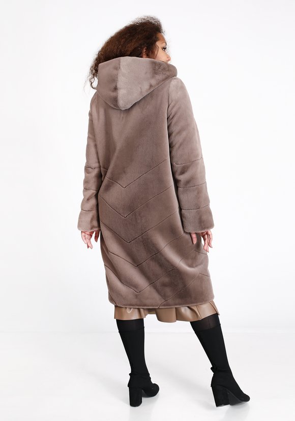 Шуба из эко норки длины миди шир.  580, рис. 6