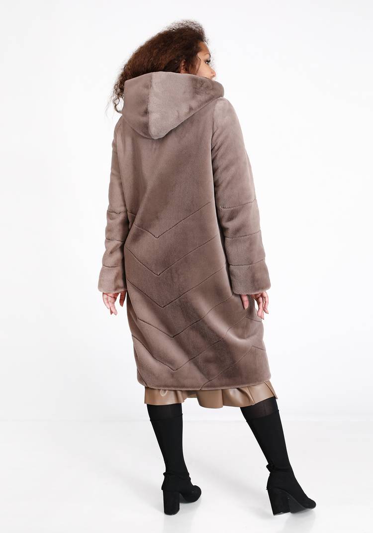 Шуба из эко норки длины миди шир.  750, рис. 6