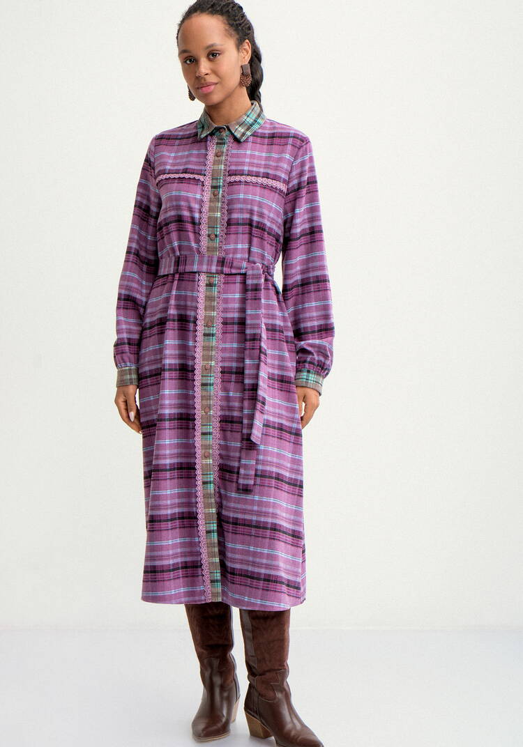 Платье-рубашка в клетку на пуговицах шир.  750, рис. 4