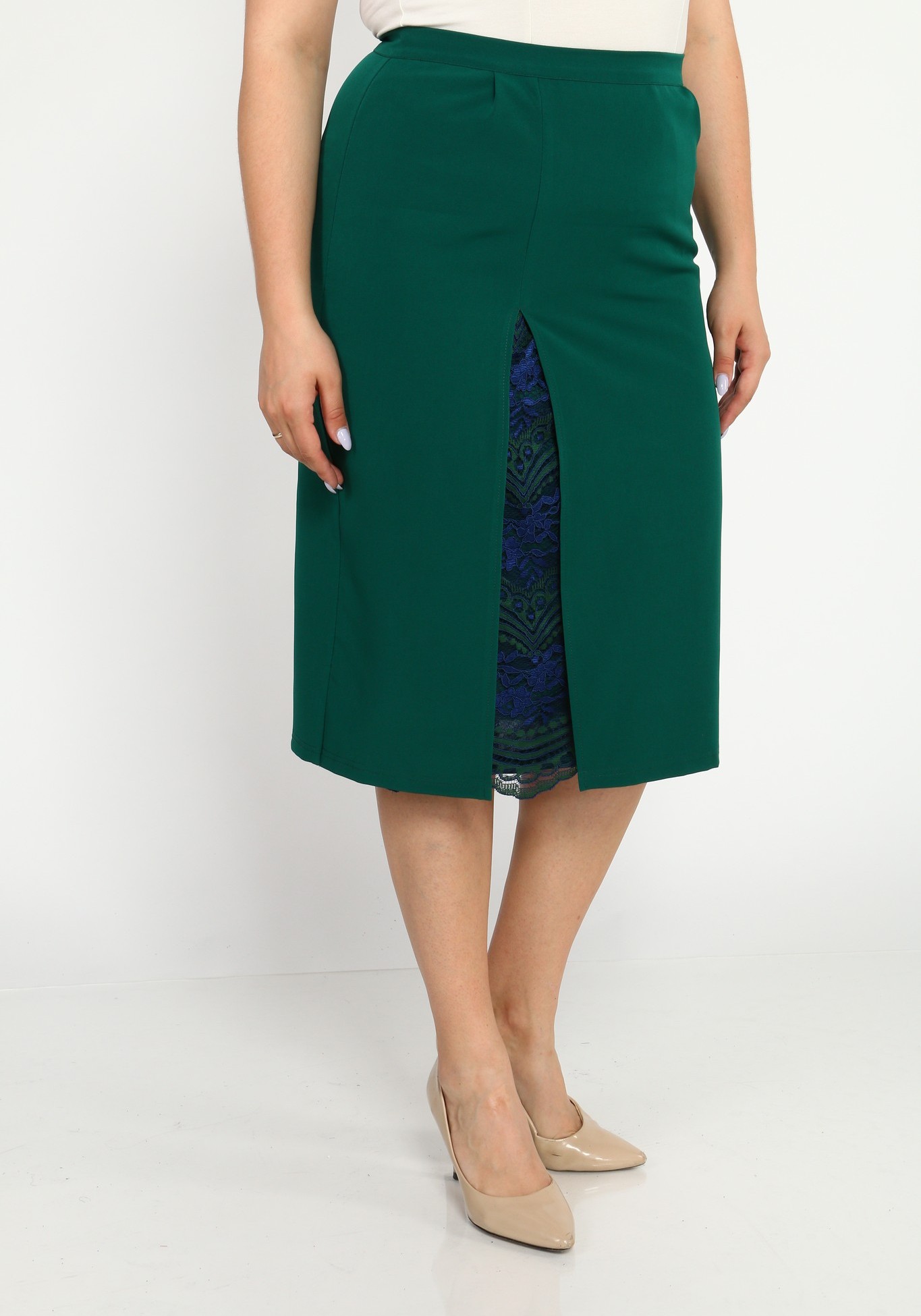 Юбка с кружевной вставкой Elegance Style, размер 64, цвет тёмно-синий - фото 7