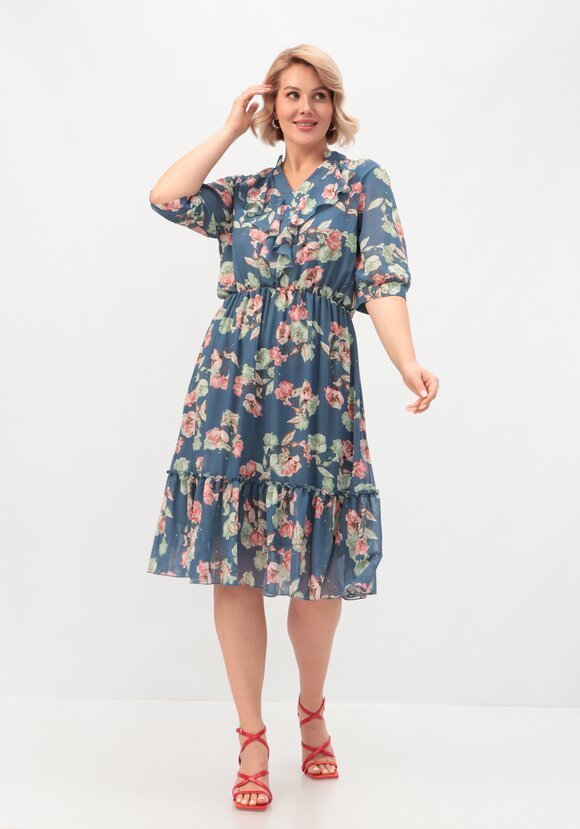 Платье с воланом по горловине шир.  580, рис. 10