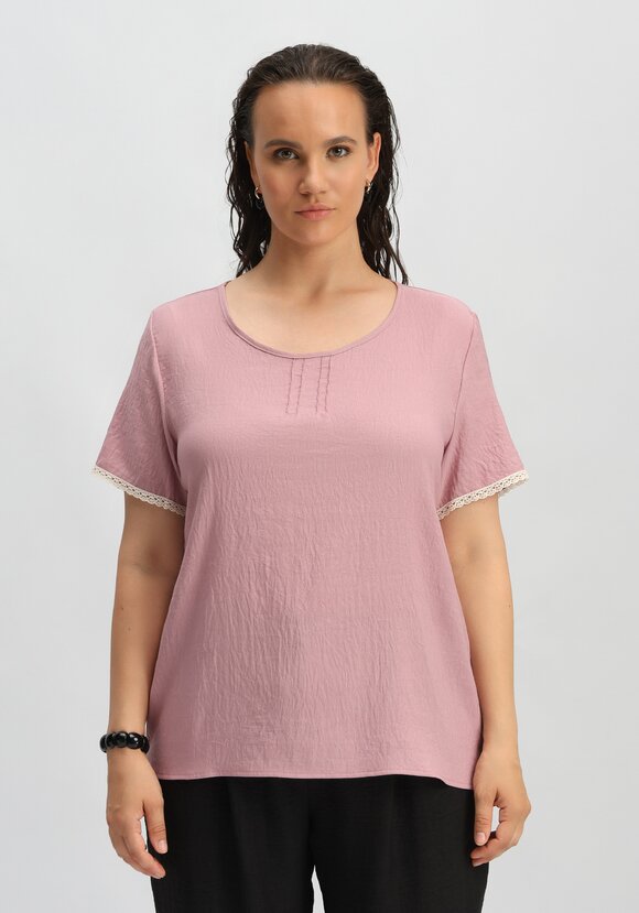 Футболка с кружевными вставками на рукавах шир.  580, рис. 12