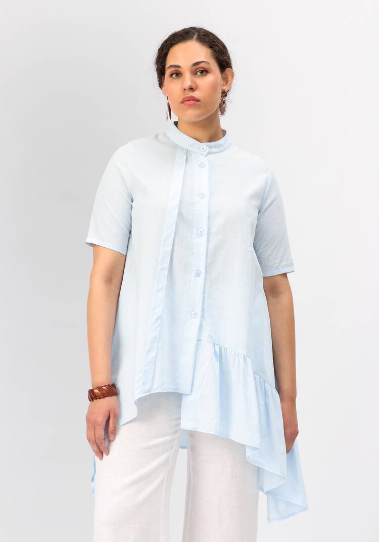 Блуза оригинального кроя с воланом шир.  750, рис. 18