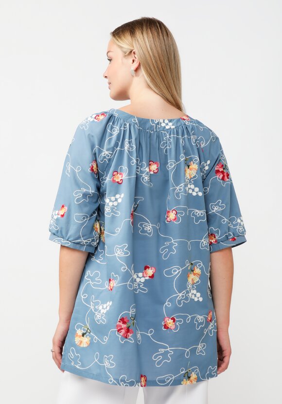 Блуза свободного кроя с цветочной вышивкой шир.  580, рис. 19