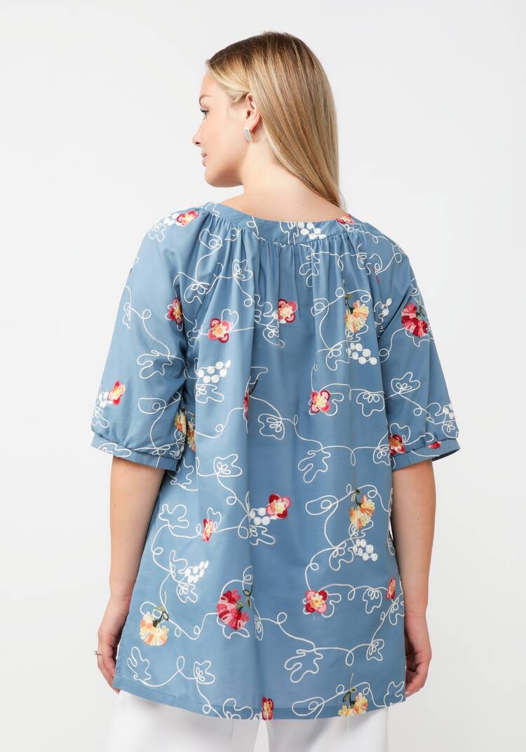 Блуза свободного кроя с цветочной вышивкой шир.  750, рис. 19