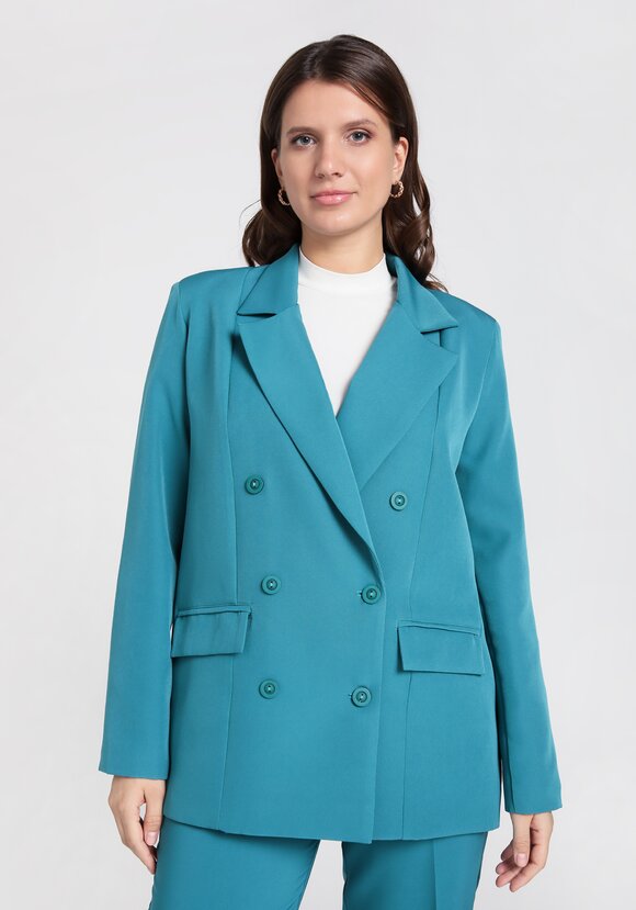 Жакет двубортный на подкладке шир.  580, рис. 27