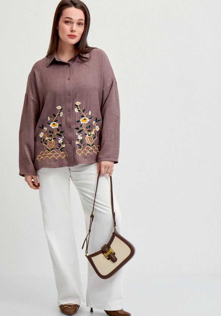 Рубашка с цветочной вышивкой по низу шир.  750, рис. 11