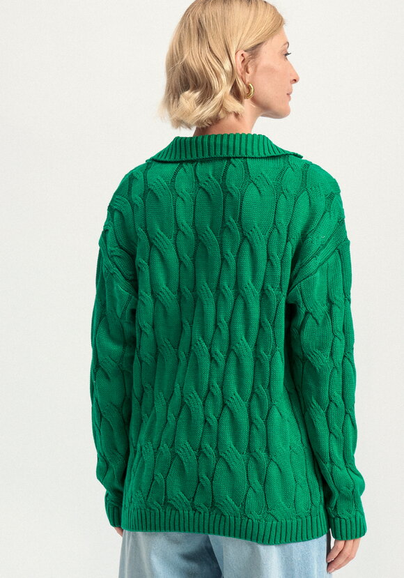 Джемпер с косами и воротником-поло шир.  580, рис. 3