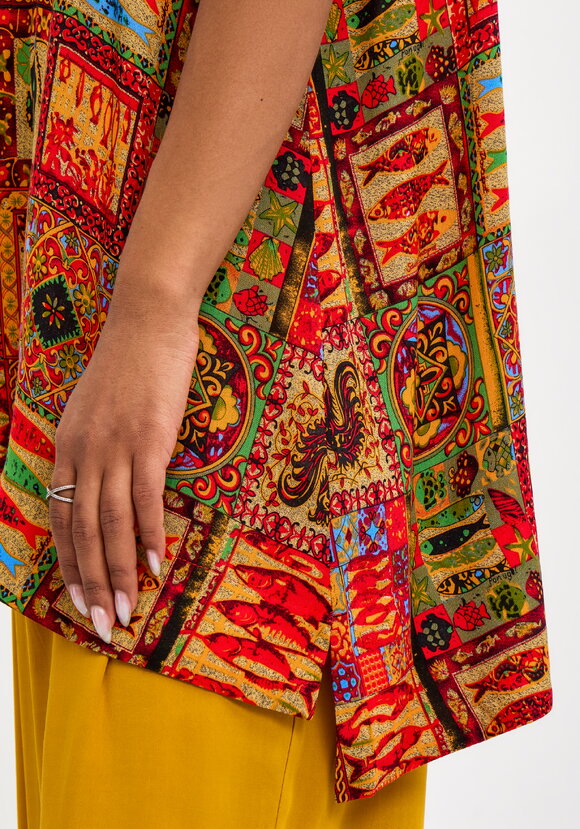 Блуза хлопковая с этническим рисунком шир.  580, рис. 14