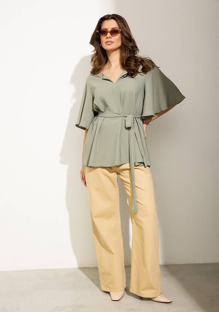 Блуза А-силуэта с поясом шир.  750, рис. 5