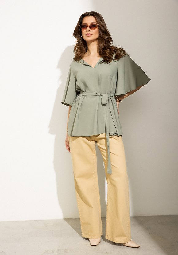 Блуза А-силуэта с поясом шир.  580, рис. 5