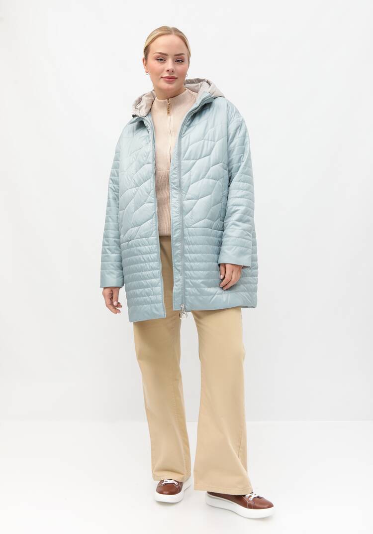 Куртка стеганая с контрастным капюшоном шир.  750, рис. 10