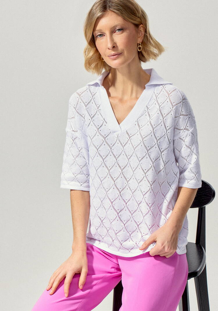 Джемпер-поло с ажурным рисунком шир.  750, рис. 16