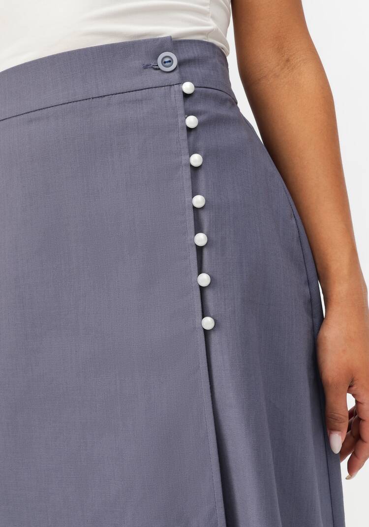 Юбка из льна с декоративными пуговицами шир.  750, рис. 11