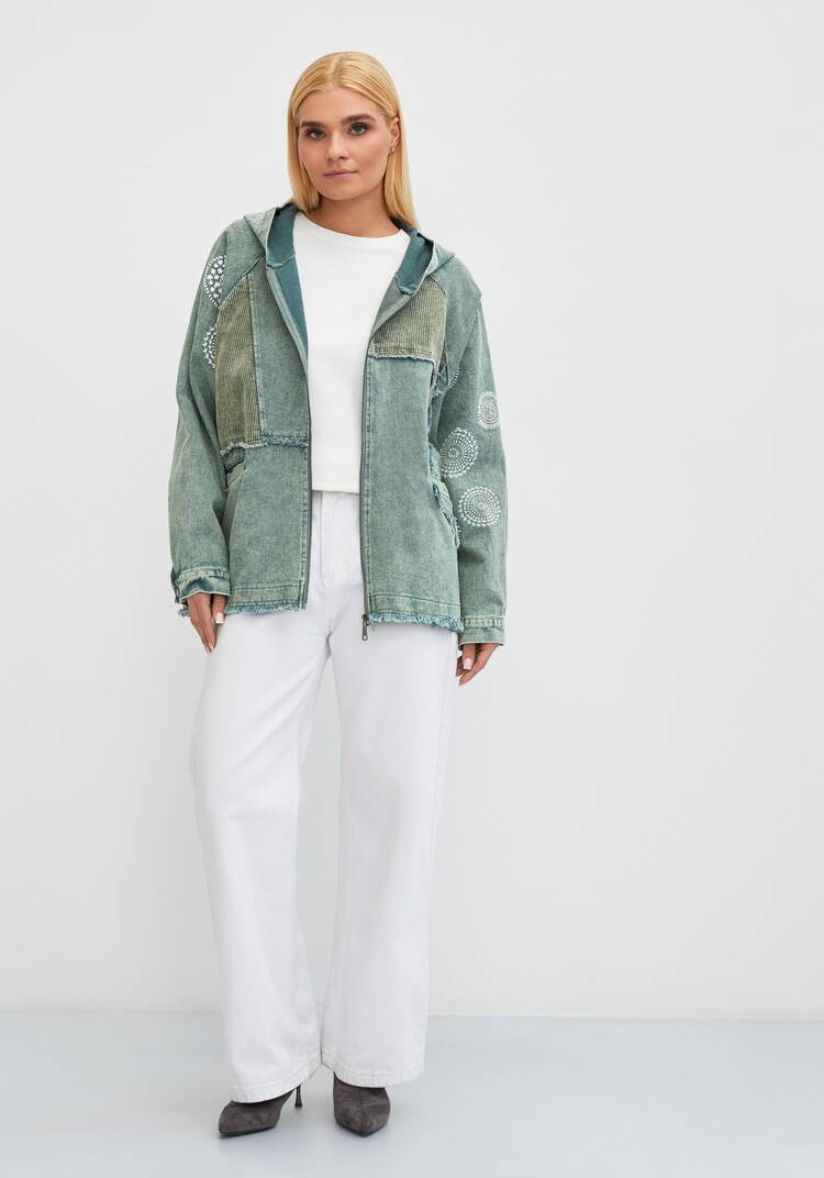 Куртка джинсовая с нашивками Ванесса шир.  750, рис. 15