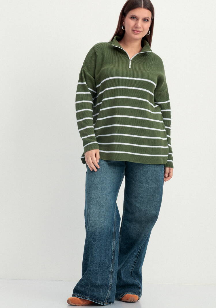 Джемпер в полоску с воротником-поло на молнии шир.  750, рис. 48