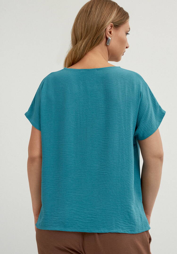 Блуза свободная со спущенным плечом шир.  750, рис. 19