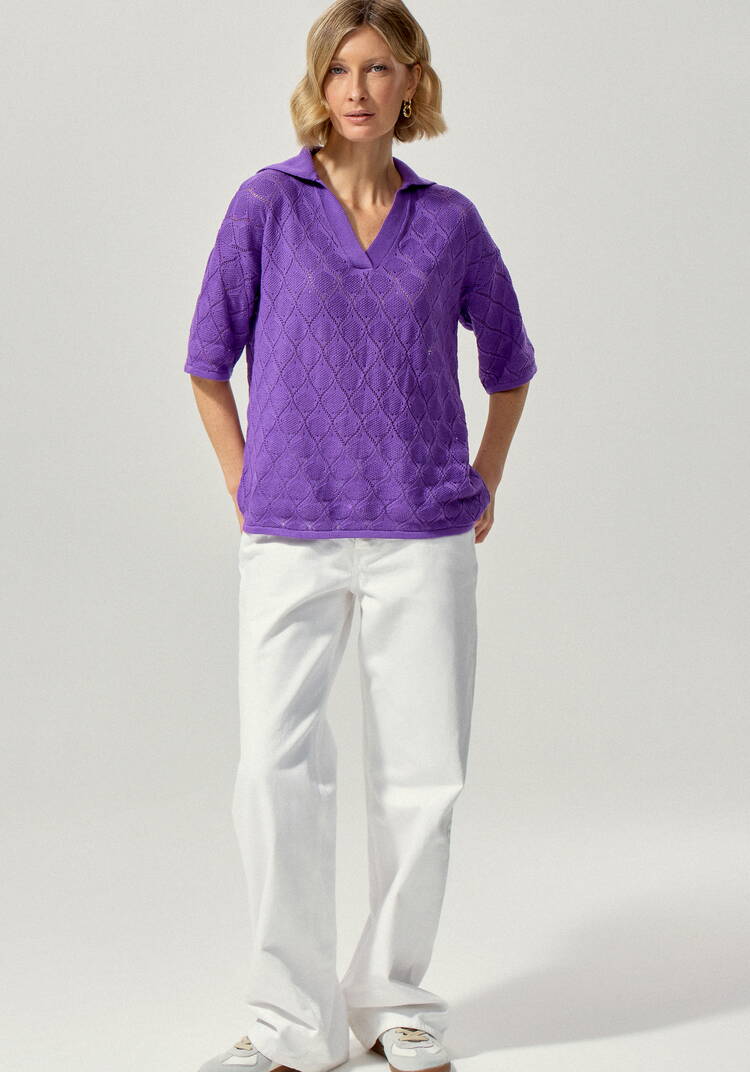 Джемпер-поло с ажурным рисунком шир.  750, рис. 38