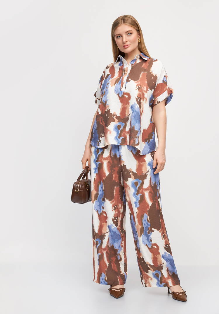 Костюм блуза и брюки с принтом шир.  750, рис. 8