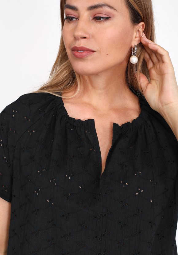 Блуза из шитья с коротким рукавом шир.  580, рис. 4