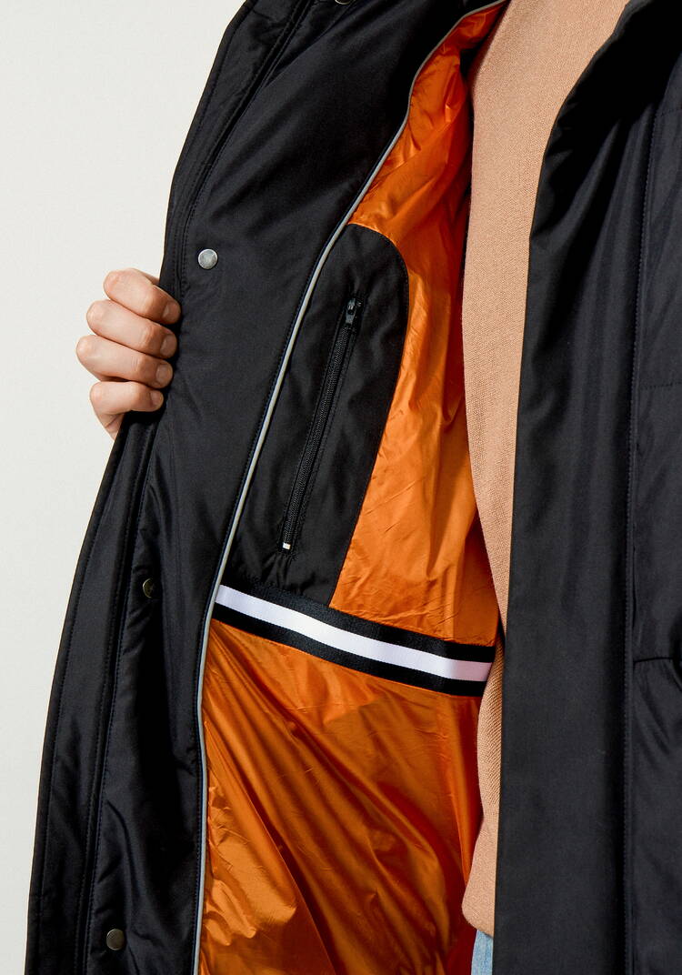 Пуховик стеганый с капюшоном и карманами шир.  750, рис. 9