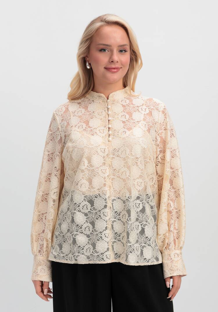 Блуза ажурная с цветочным принтом шир.  750, рис. 13