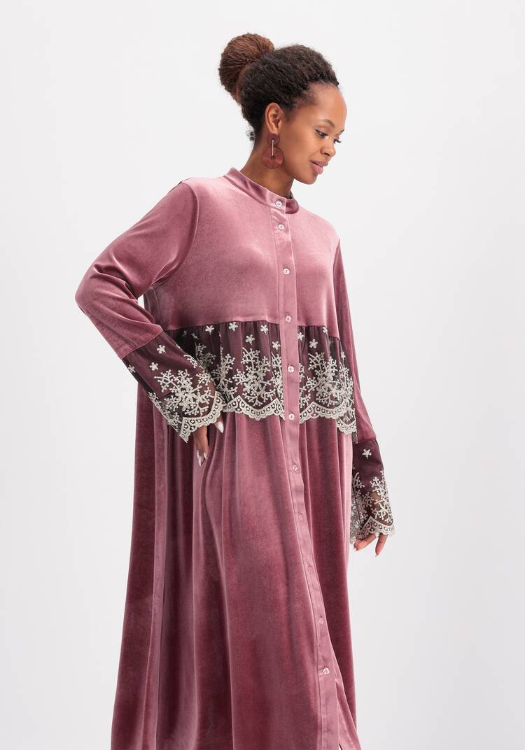 Платье бархатное с кружевом по кокетке шир.  750, рис. 7