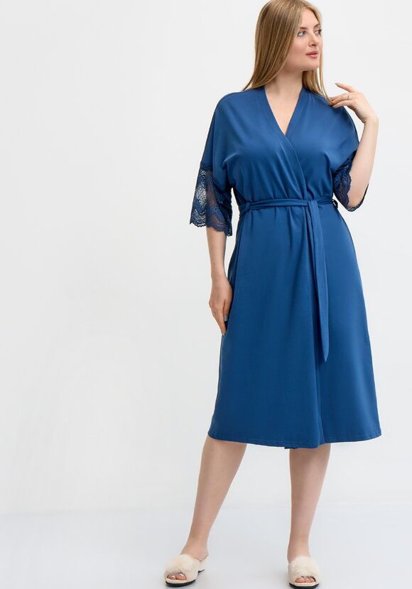 Халат с отделкой кружевом шир.  580, рис. 6