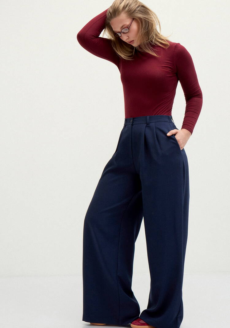 Брюки-палаццо со складками на талии шир.  750, рис. 15