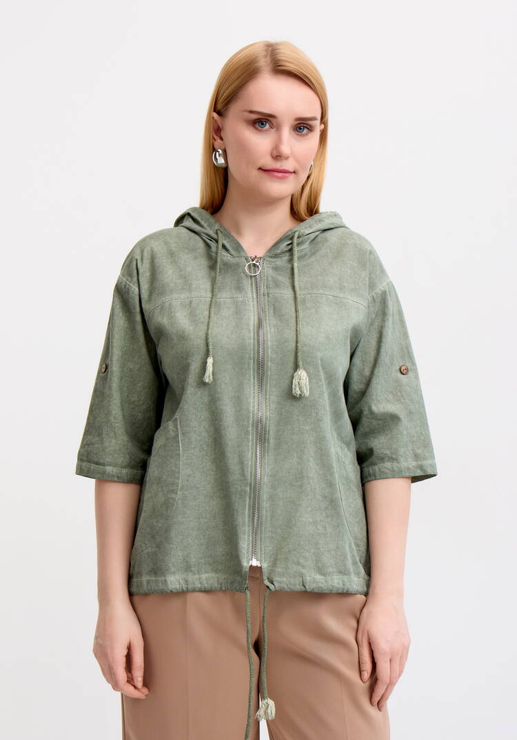 Блуза-пыльник на молнии с капюшоном шир.  750, рис. 4