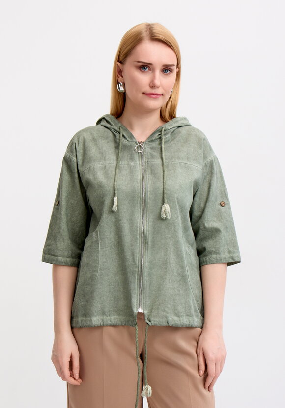 Блуза-пыльник на молнии с капюшоном шир.  580, рис. 4