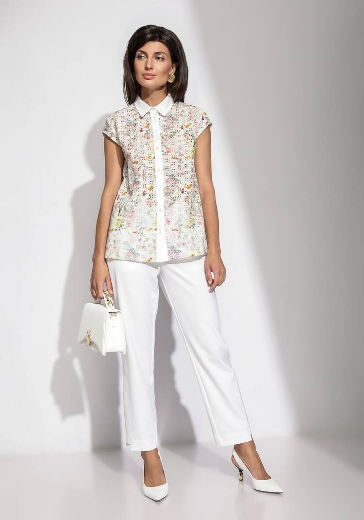 Блузка из шитья с цветочным принтом шир.  750, рис. 7