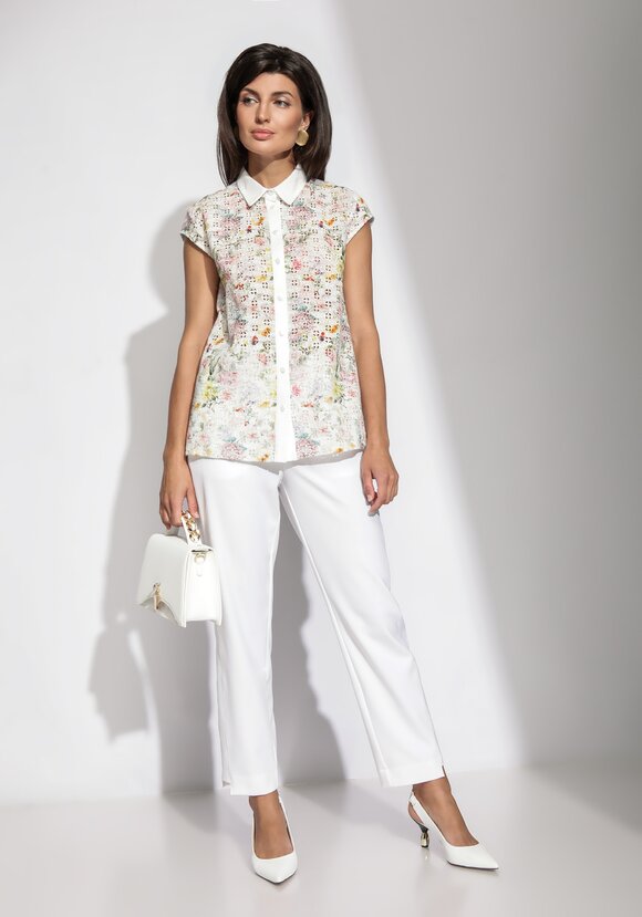 Блузка из шитья с цветочным принтом шир.  580, рис. 7