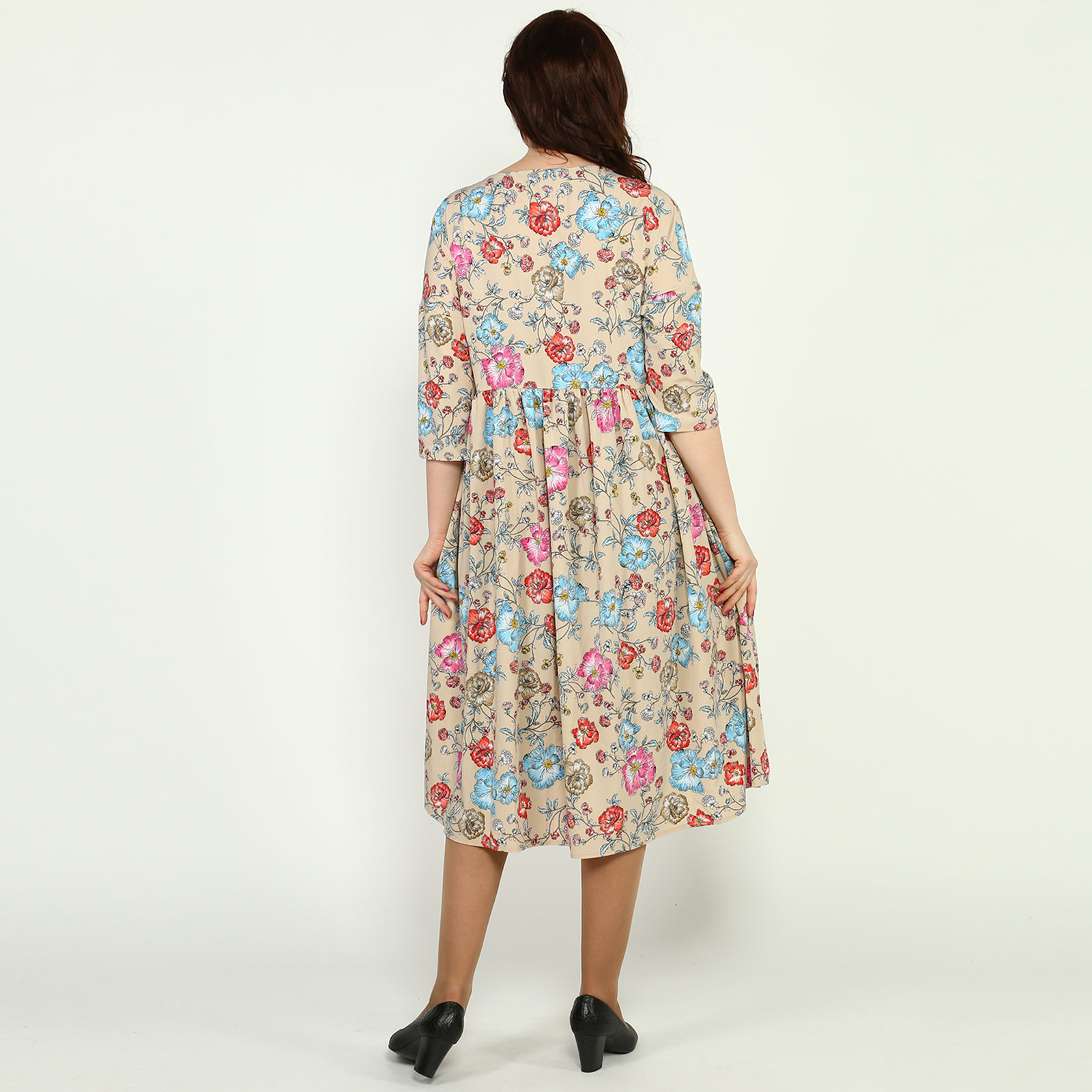Платье-миди с флористическим принтом Frida, размер 60, цвет бежевый - фото 8