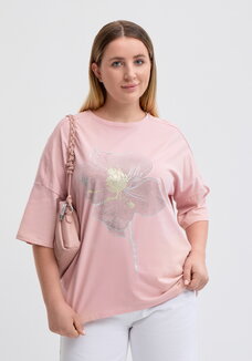 Футболка с цветочным принтом и стразами