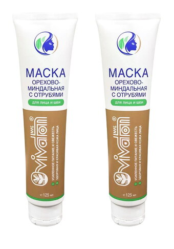 Маска для лица и шеи "Виватон" с отрубями,2шт