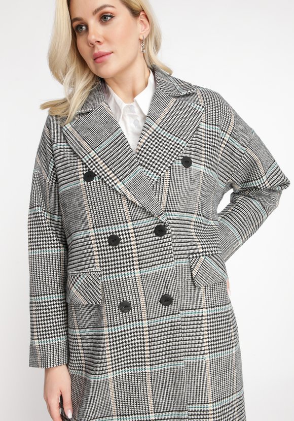 Пальто со спущенной проймой в клетку шир.  580, рис. 4