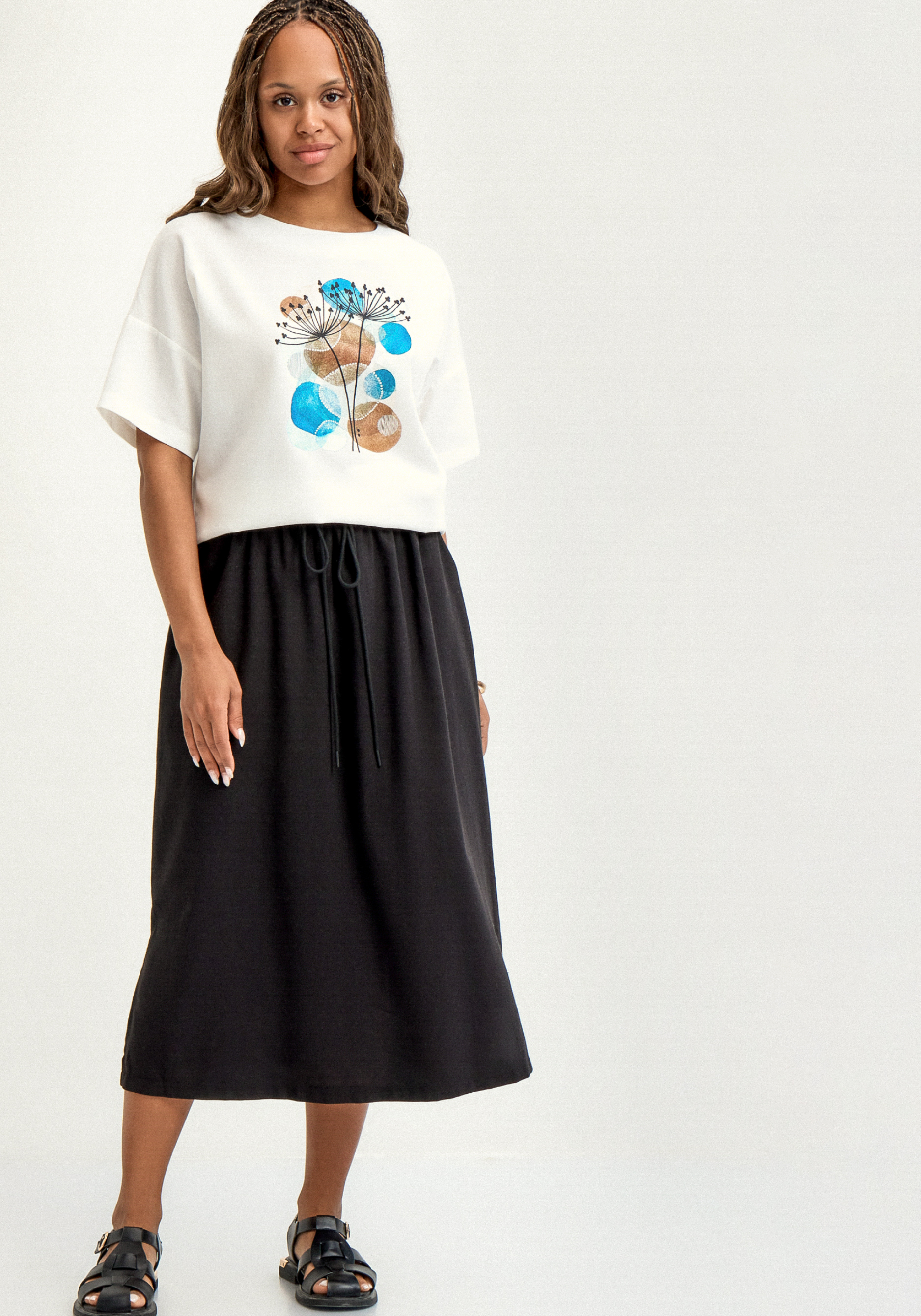 Юбка изо льна свободного кроя