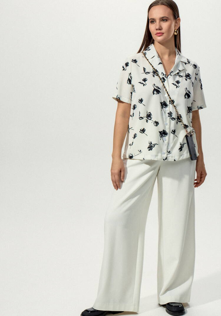 Блуза с отложным воротником в цветочек шир.  750, рис. 9