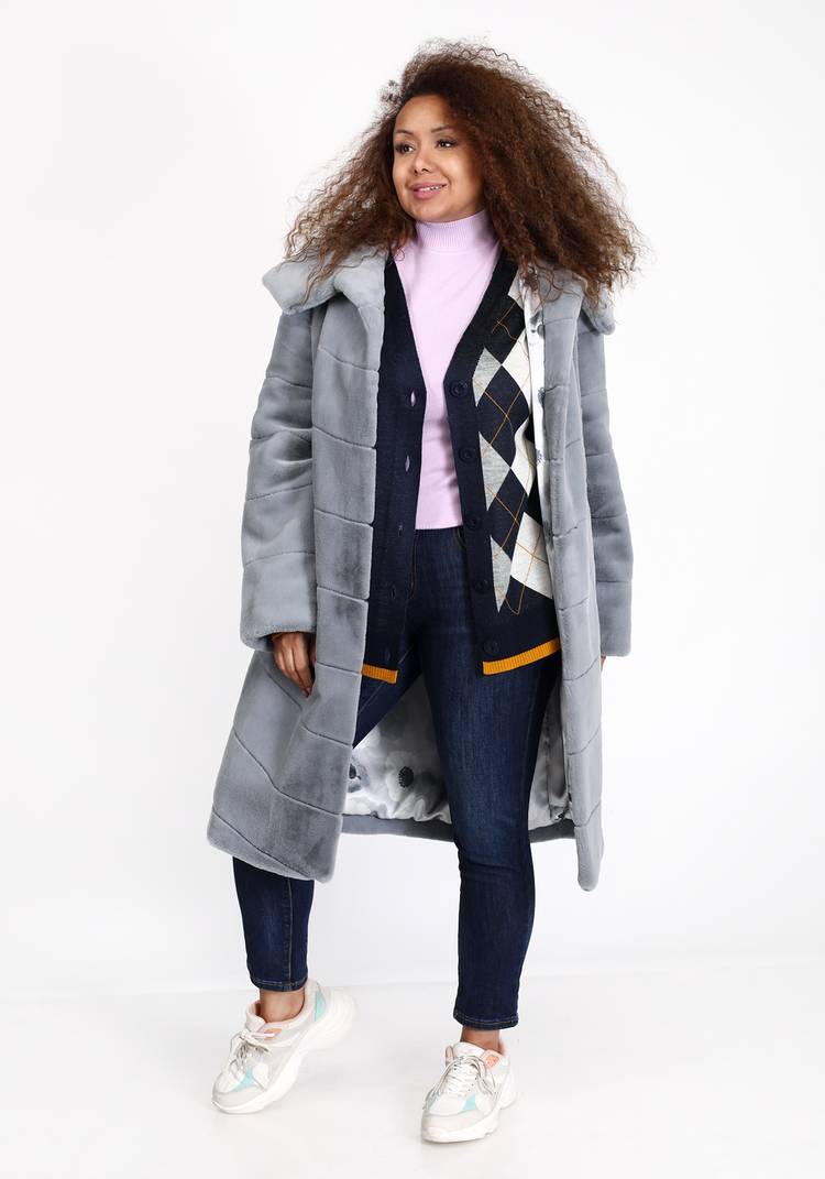 Шуба из эко норки с капюшоном шир.  750, рис. 5