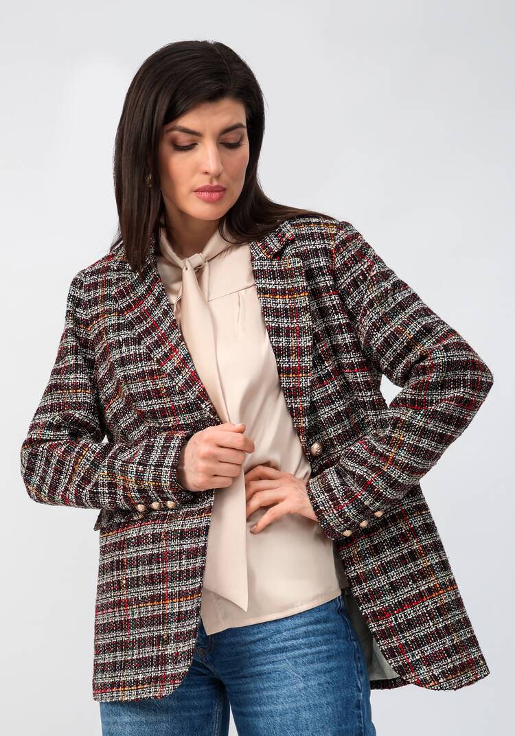 Пиджак из твида в клетку на подкладе шир.  750, рис. 3