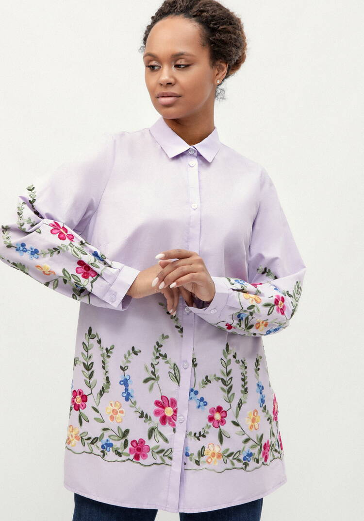 Рубашка с цветочной вышивкой шир.  750, рис. 24