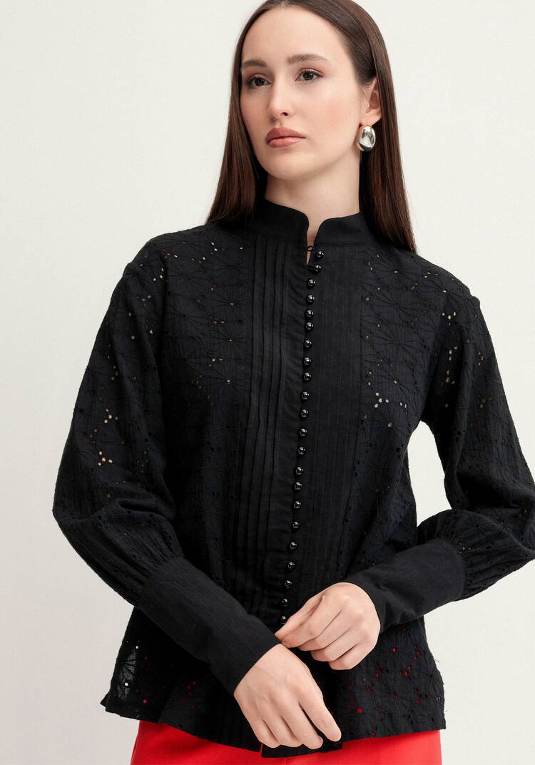 Блуза из шитья с жемчужными пуговицами шир.  750, рис. 7