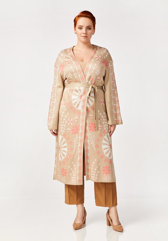 Кардиган с поясом и абстрактным рисунком шир.  580, рис. 1