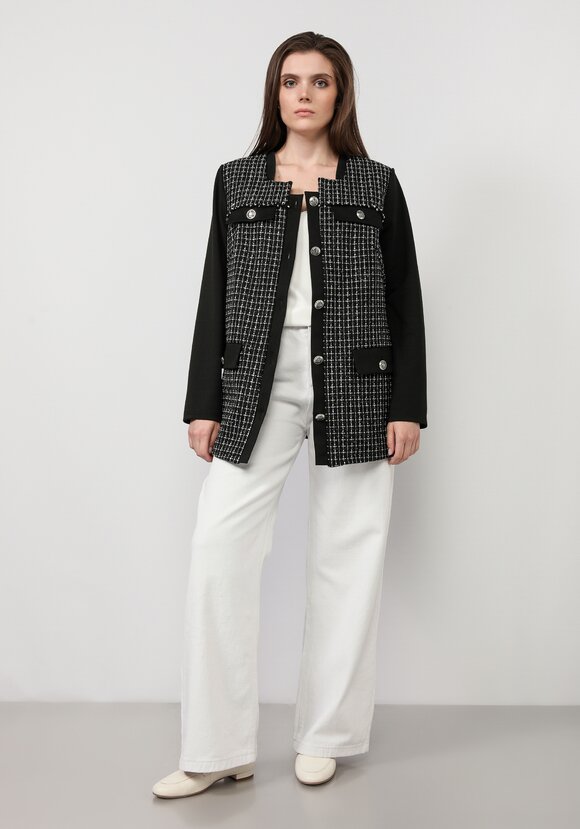 Пиджак на пуговицах с контрастными рукавами шир.  580, рис. 2