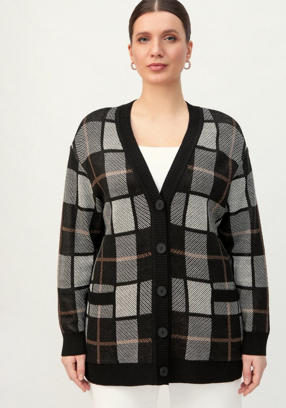 Кардиган с рисунком шахматная клетка шир.  580, рис. 4
