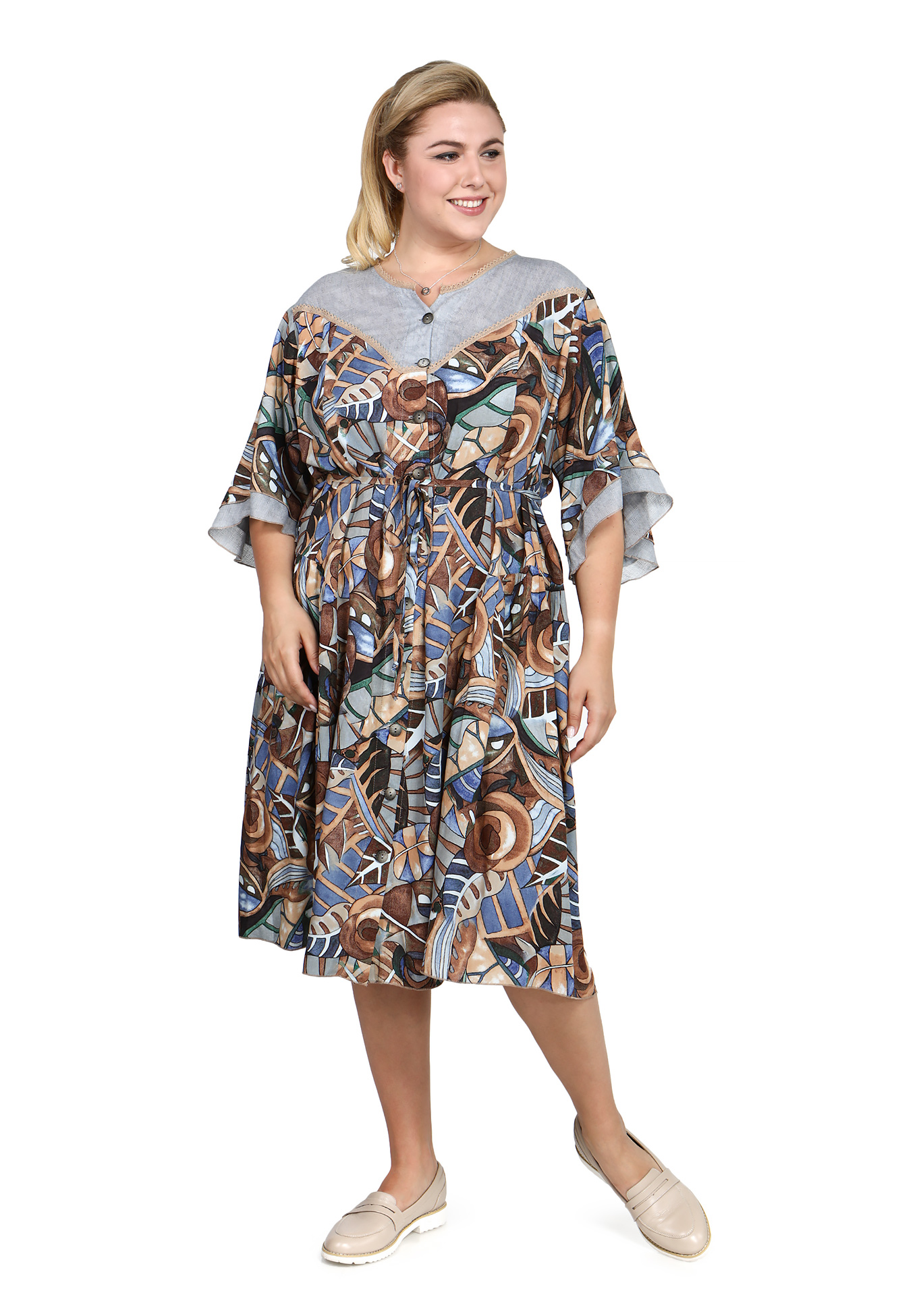 Платье "Чудесное преображение" GalaGrosso, размер 48, цвет бежево-голубой - фото 2