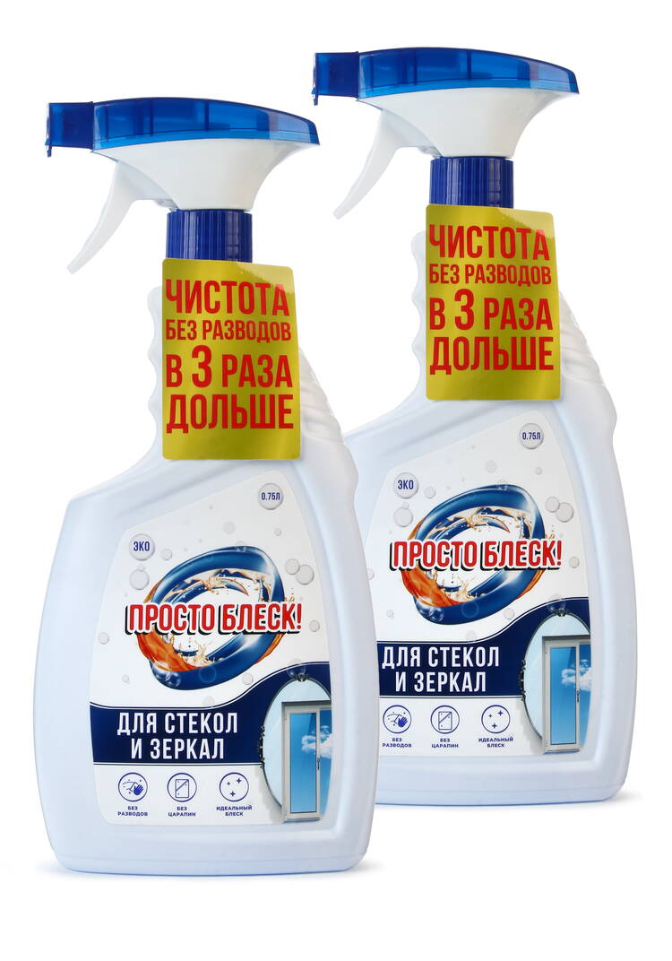 Спрей для чистки стекол Просто блeск, 2 шт. шир.  750, рис. 1