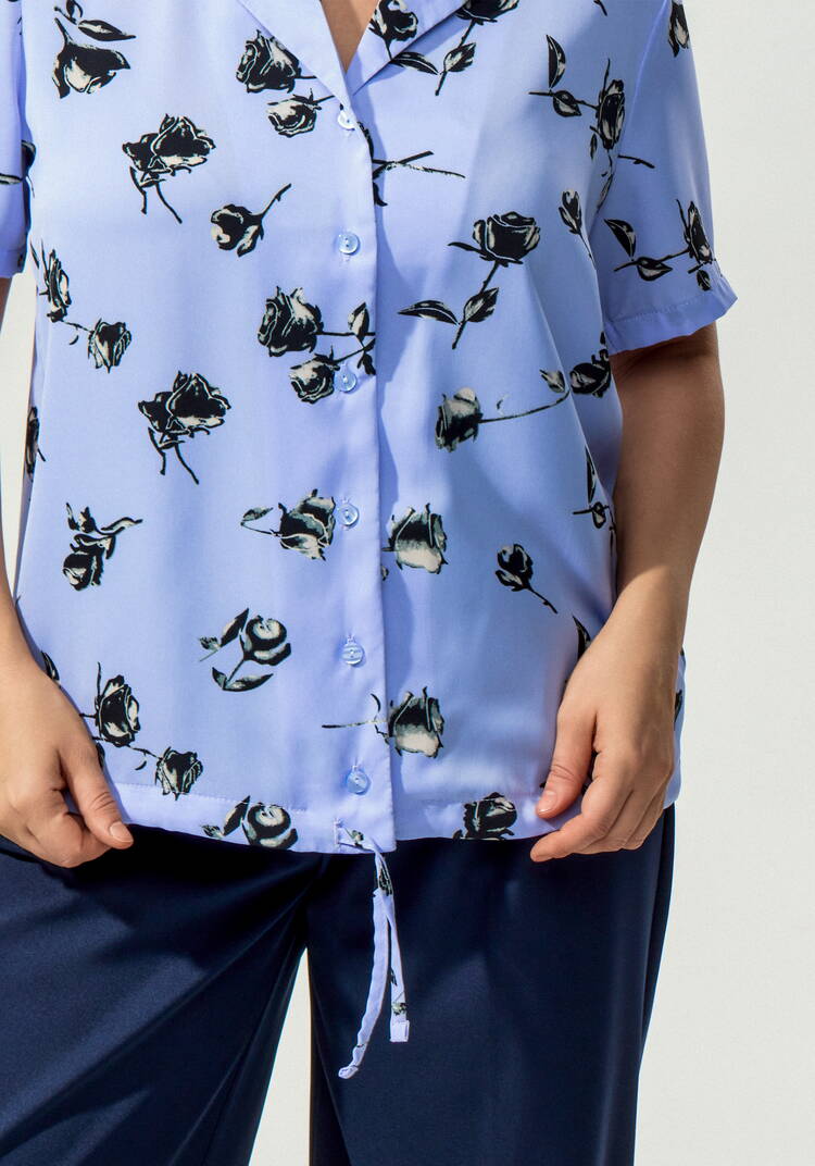 Блуза с отложным воротником в цветочек шир.  750, рис. 19