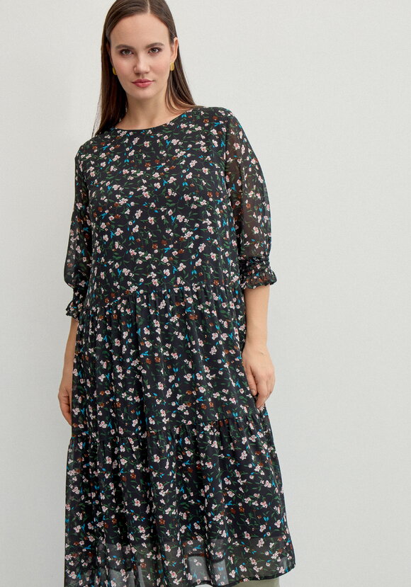 Платье миди из шифона с принтом шир.  580, рис. 2